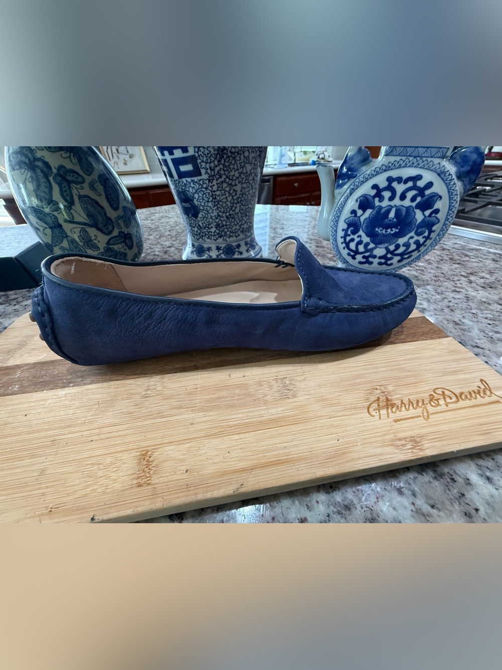 Cole Haan Navy Suede Slip-On Loafers - Picture 3 of 9